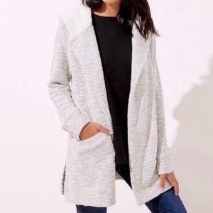 LOFT Sherpa hooded boucle pocket cardigan
